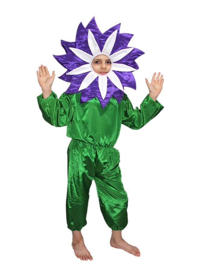 كاكو فانسي دريسيس زي تنكري من البوليستر من كاكو، مستوحى من الطبيعة، مزين بزهرة بنفسجية - بنفسجي وأخضر، مقاس 5-6 سنوات، للأولاد والبنات - Image 2